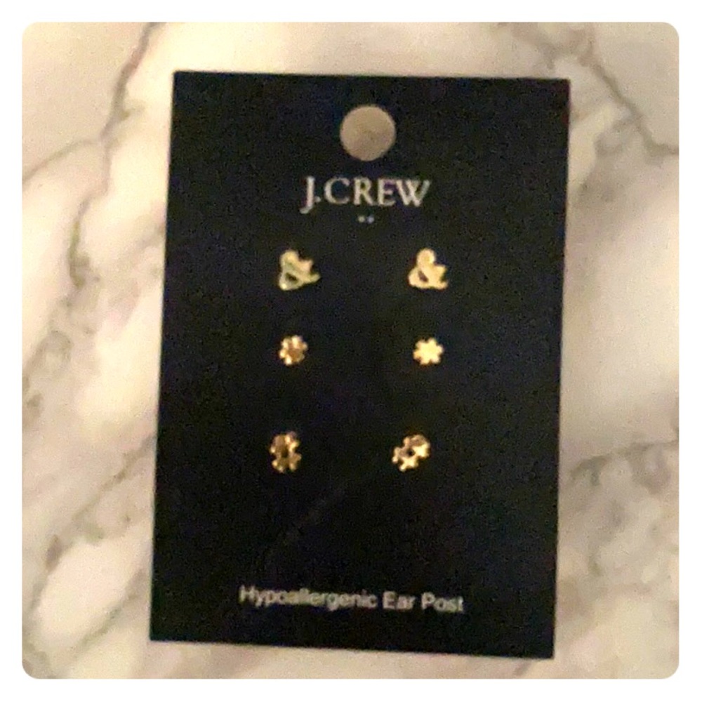 Set of 3 J.Crew hypoallergenic gold earrings